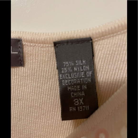 NWT Kate Hill beaded front silk tank top Ecru size 3X - Picture 5 of 9